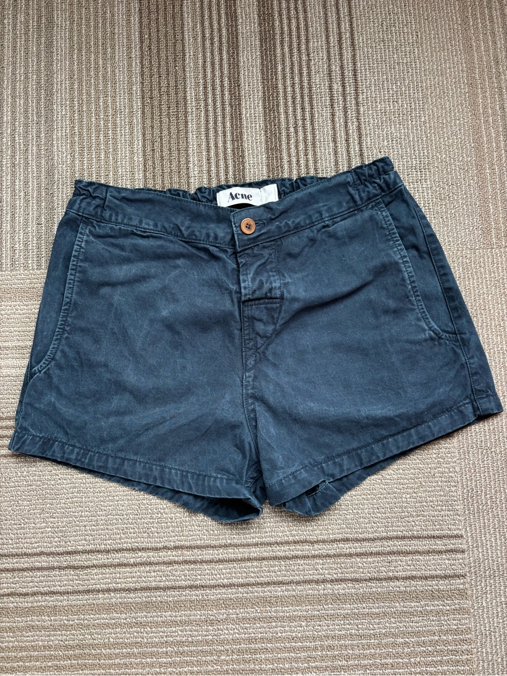 Acne Navy Cotton Canvas Shorts